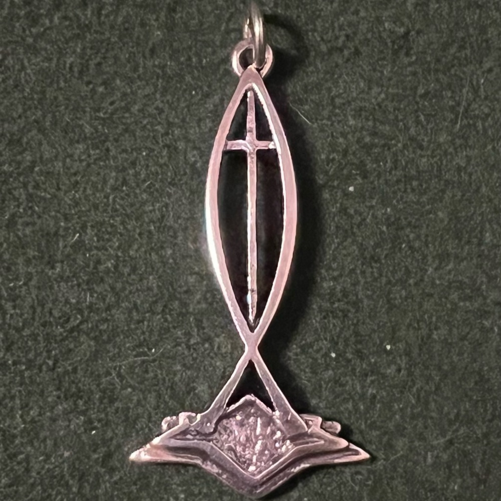 RARE HTF James Avery Silver Pendant combining Cross, Ichthus, Star of David